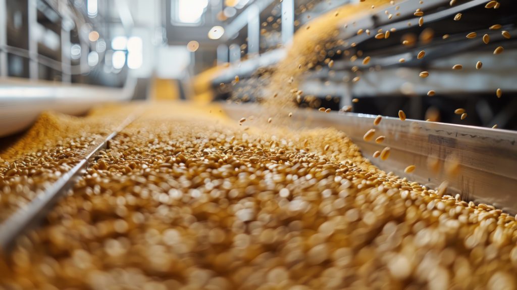 Processamento de grãos em unidade industrial