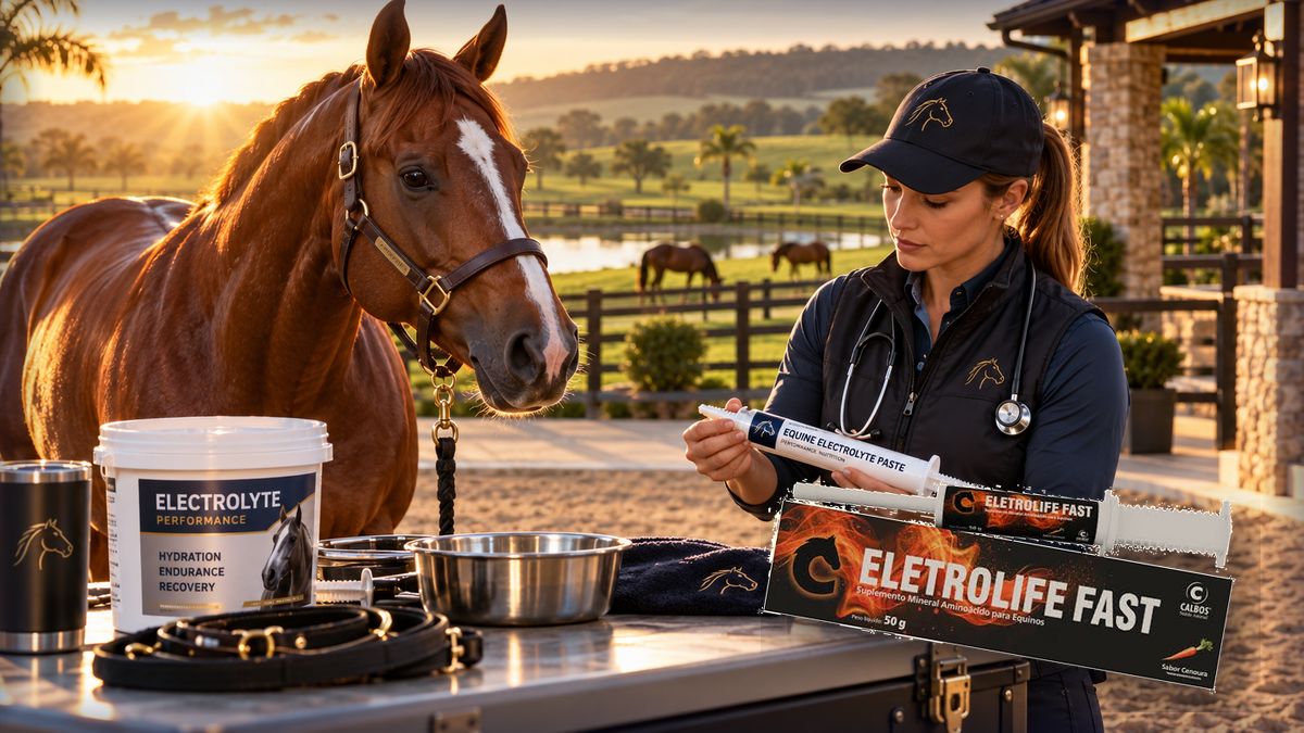 Seringa dosadora Eletrolife Fast Oral para equinos atletas em cavalo cuidado no haras